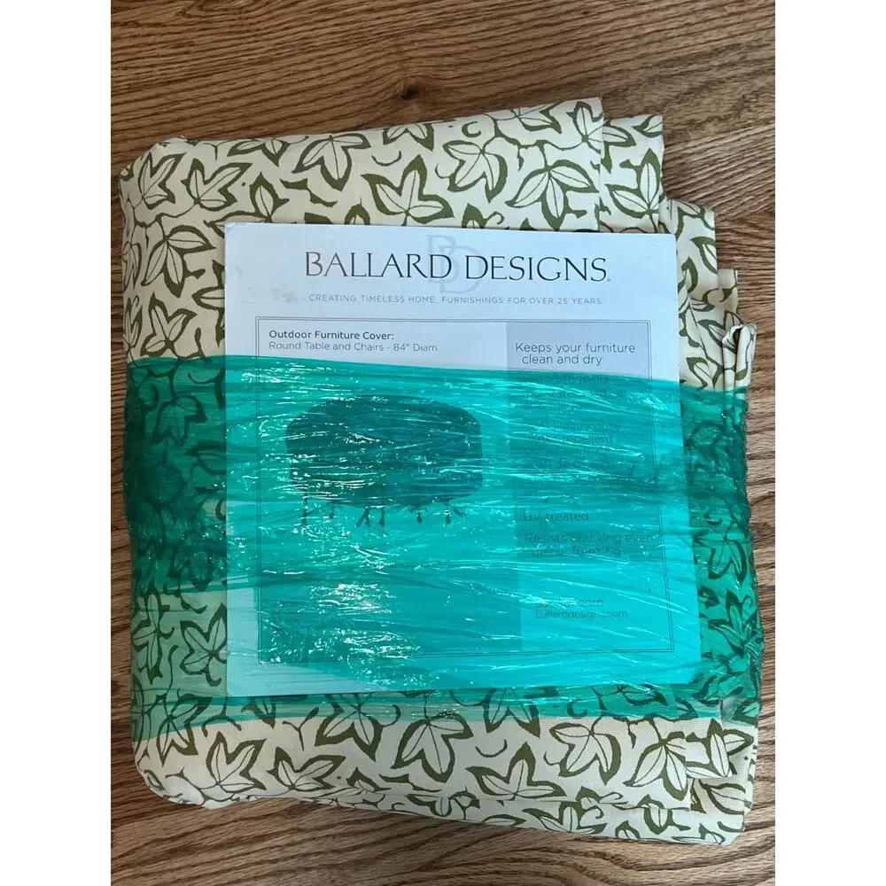 Ballard Designs NEW Leaf Print Outdoor Furniture Cover Round Table & Chairs 84